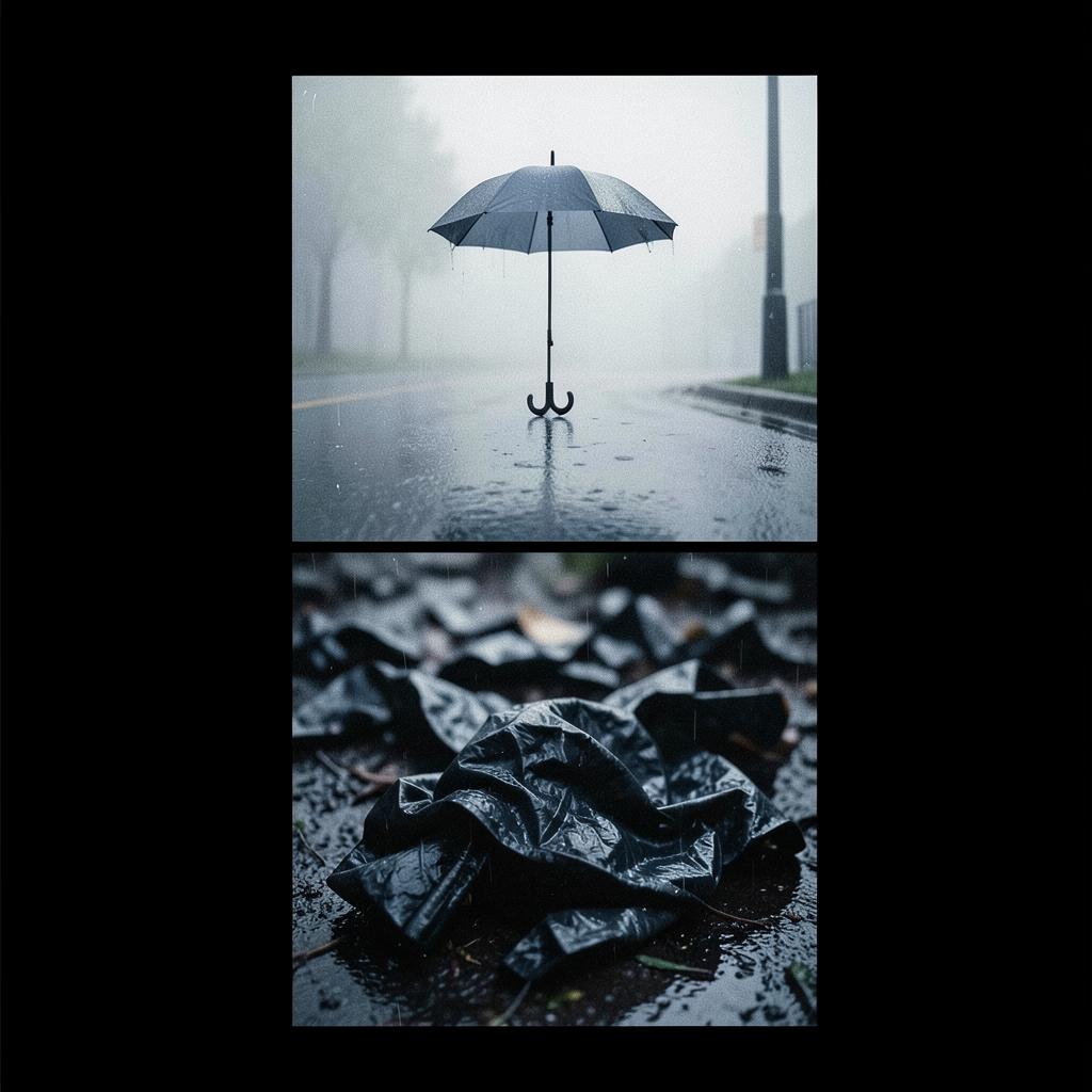 雨里背影